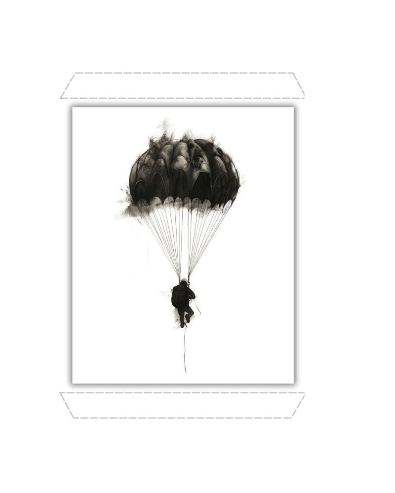 The Art of Freefall - Minimalist skydiving print in a white frame